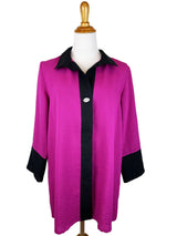 AA365BT - Esther Linen Blouse with Black Trim