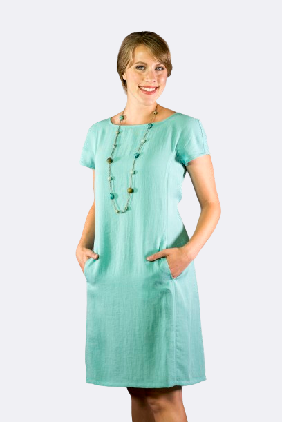 AAD199 - Cap-Sleeve Linen Dress Oasis / Small