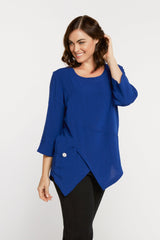 AA123 - Linen Pullover w/ Asymmetric Hem