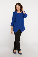 AA123 - Linen Pullover w/ Asymmetric Hem