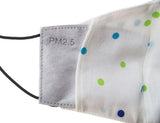 Adults - Fridaze 100% Linen Face Mask incl. one PM 2.5 Filter - Blu/Grn Dots