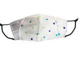 Adults - Fridaze 100% Linen Face Mask incl. one PM 2.5 Filter - Blu/Grn Dots