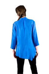SF21 - Silk by Fridaze - Asymmetrical Silk Top with Flip Down Collar