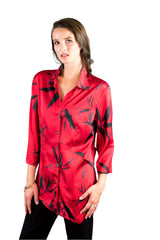 SF21 - Silk by Fridaze - Asymmetrical Silk Top with Flip Down Collar