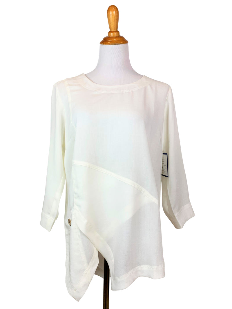 AA123 - Linen Pullover w/ Asymmetric Hem