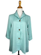 AA183 - Long Coconut Button Swing Linen Jacket