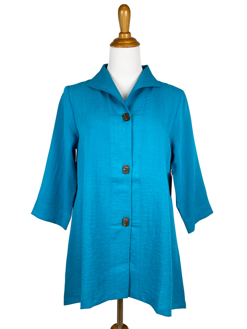 AA183 - Long Coconut Button Swing Jacket