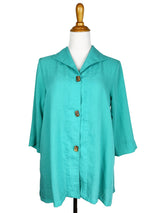 AA183 - Long Coconut Button Swing Linen Jacket