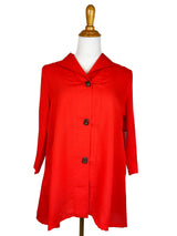 AA183 - Long Coconut Button Swing Linen Jacket