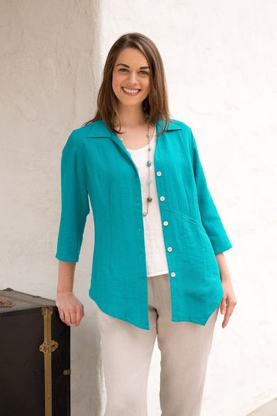 アオイ AA21 - Asymmetrical Top Flip Down Collar – Fridaze - Linen Redefined