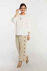 AAPT20 - Coconut Button Ankle Linen Pant