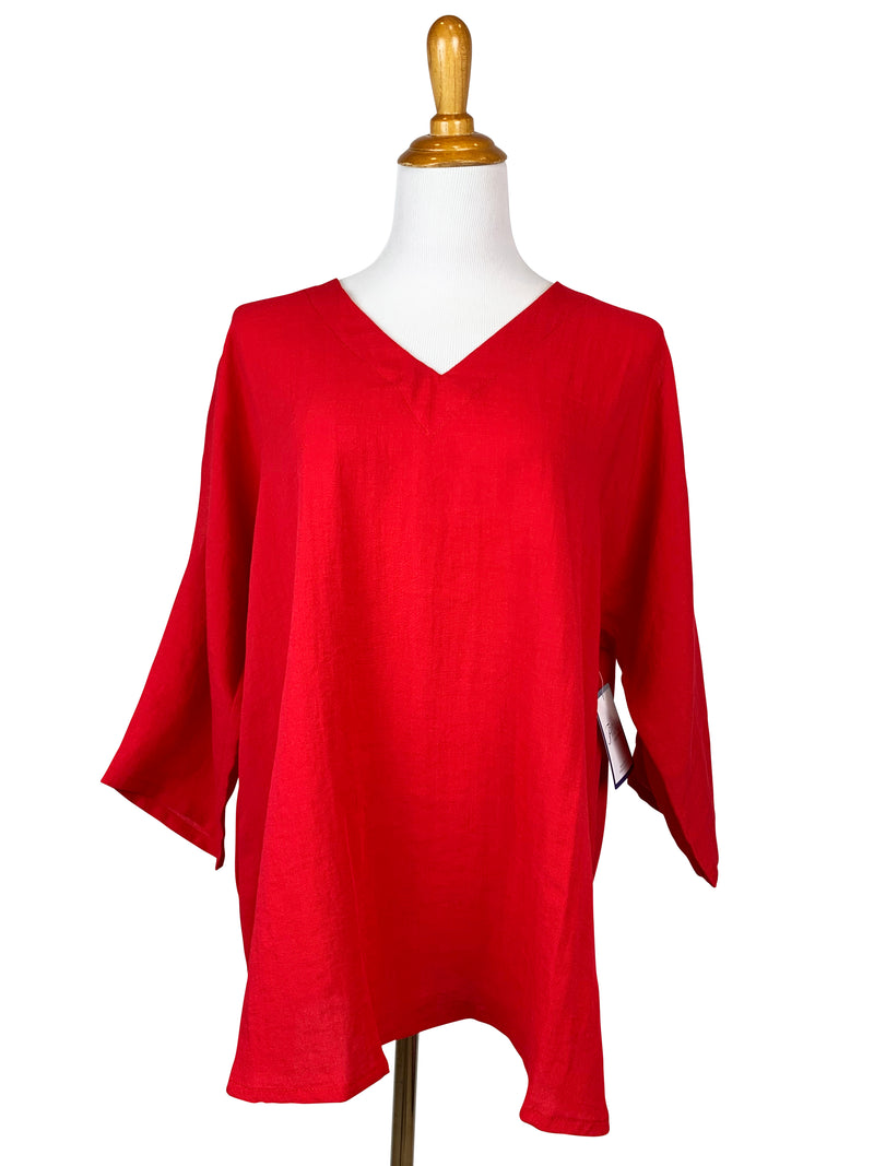 AA254 - Peek-a-Boo Sleeves Linen Pullover