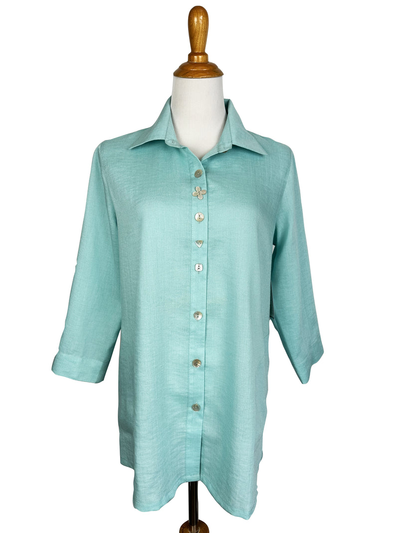AA268 - Flower Button Linen Shirt