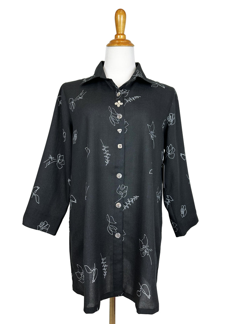 AA268 - Flower Button Linen Shirt