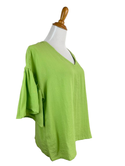 AA298 - Short Sleeve Linen V Neck Pull Over