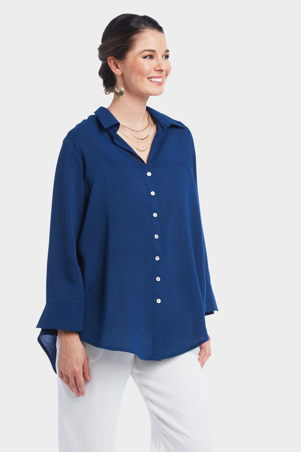 AA309 - Bow Back Linen Blouse