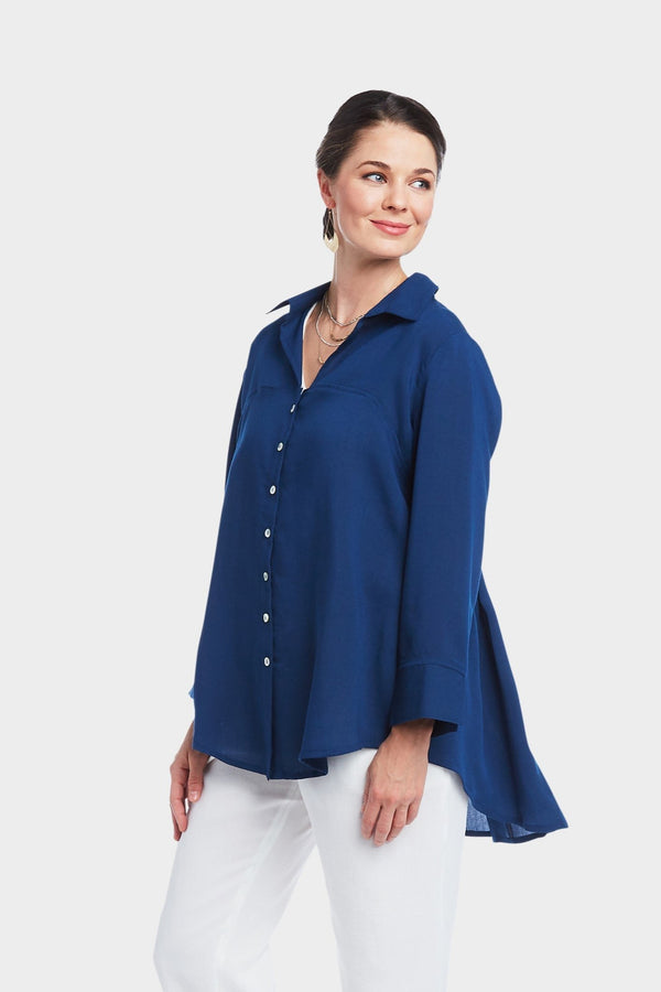 AA309 - Bow Back Linen Blouse