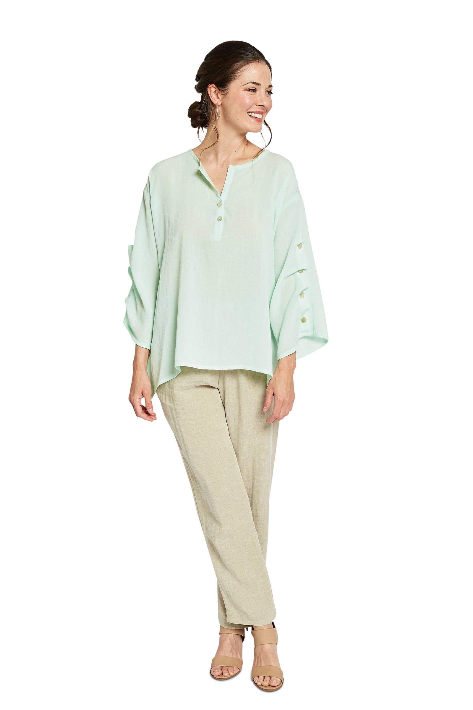 トップス ANCELLM LINEN PULLOVER SHIRT SIZE 2 ANCELLM アンセルムLINEN PULLOVER SHIRT size2