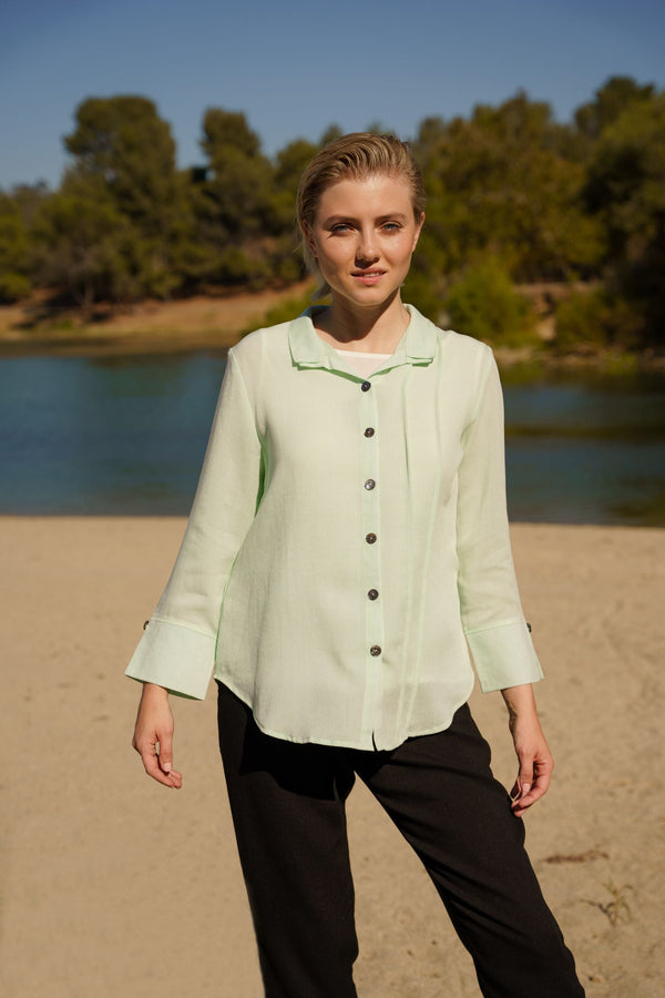 AA376 - Tessa Asymmetrical Linen Blouse