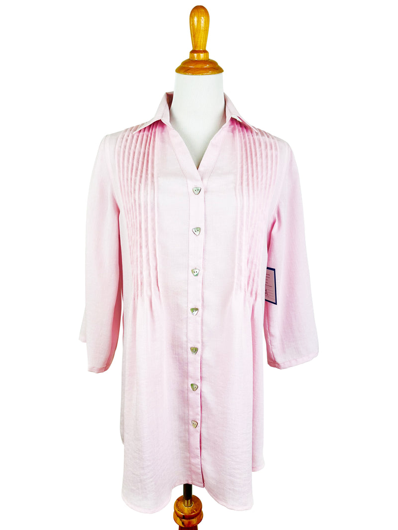 AA68 - Pleated Front Linen Tunic