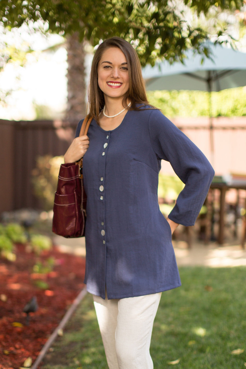 AA69 - Triple Buttons Long Linen Jacket – Fridaze - Linen Redefined