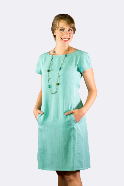 AAD199 - Cap-Sleeve Linen Dress