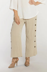 AAPT20 - Coconut Button Ankle Linen Pant