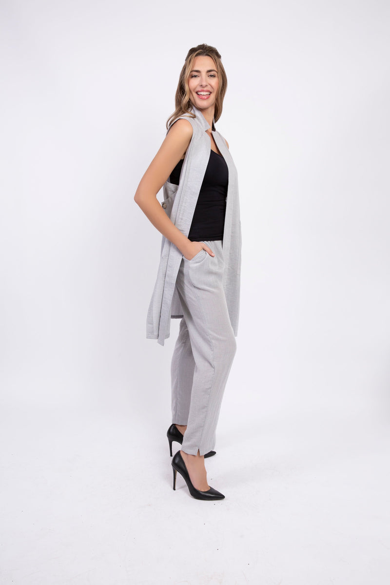 AAPT21 - Flat Front Tapered Leg Linen Pant