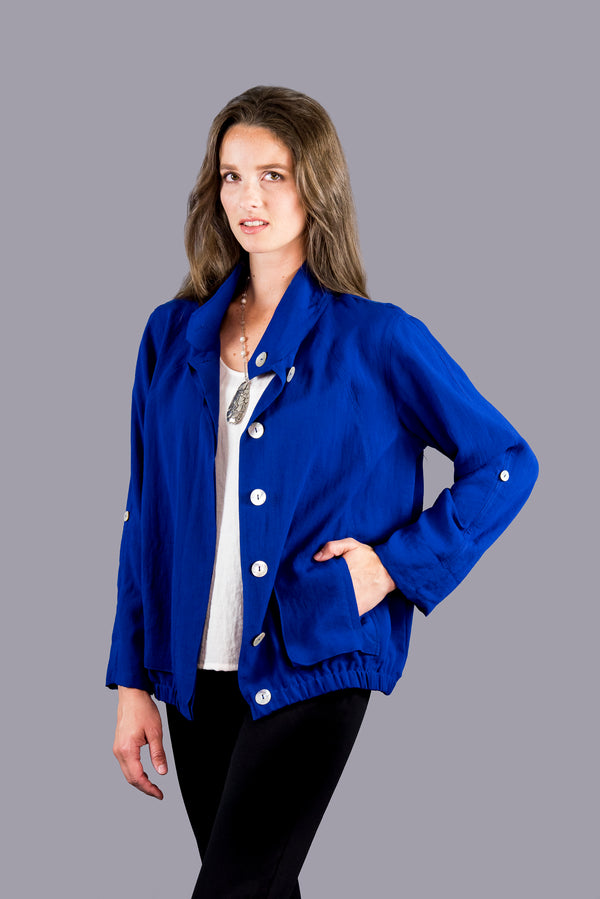 AA101 - Pocket Linen Jacket with Elastic Hem