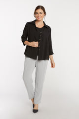 AA126 - Tuxedo Tail Linen Blouse