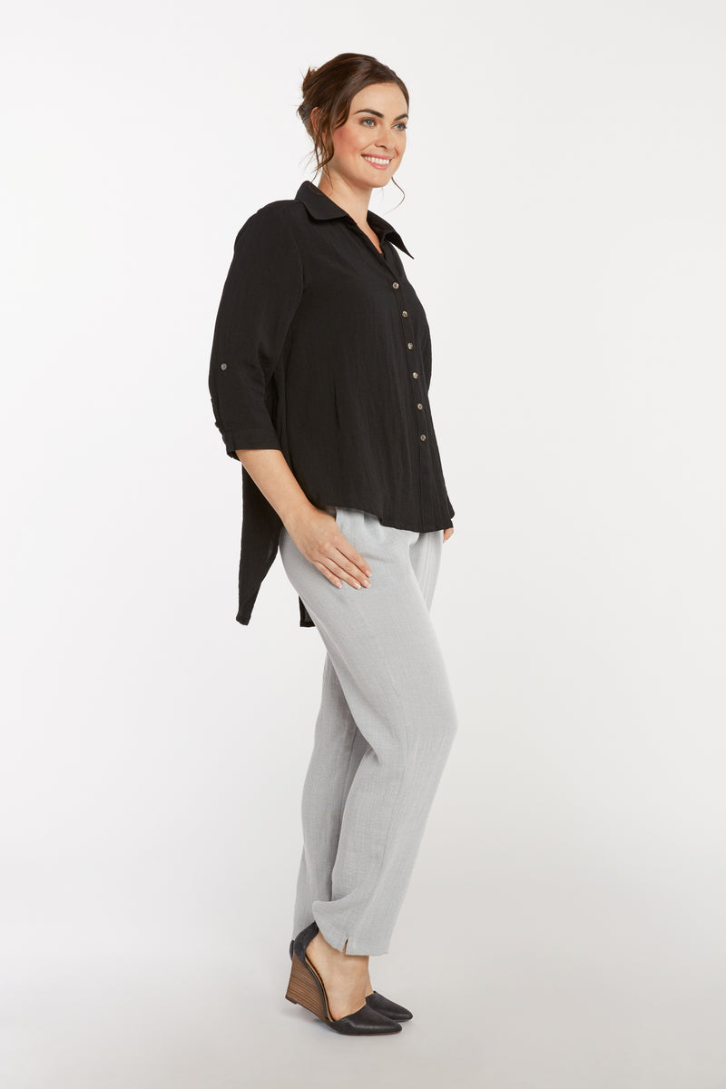 AA126 - Tuxedo Tail Linen Blouse