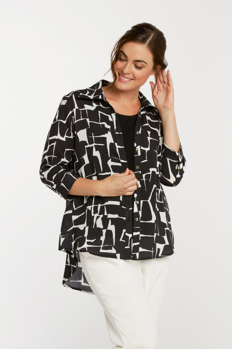 AA126 - Tuxedo Tail Linen Blouse