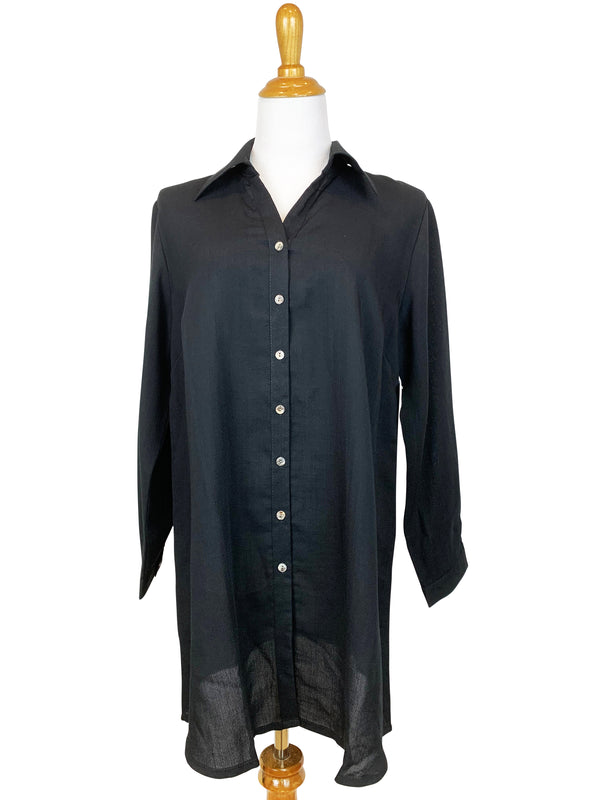 AA142 - Tab-Hem Button Back Linen Shirt