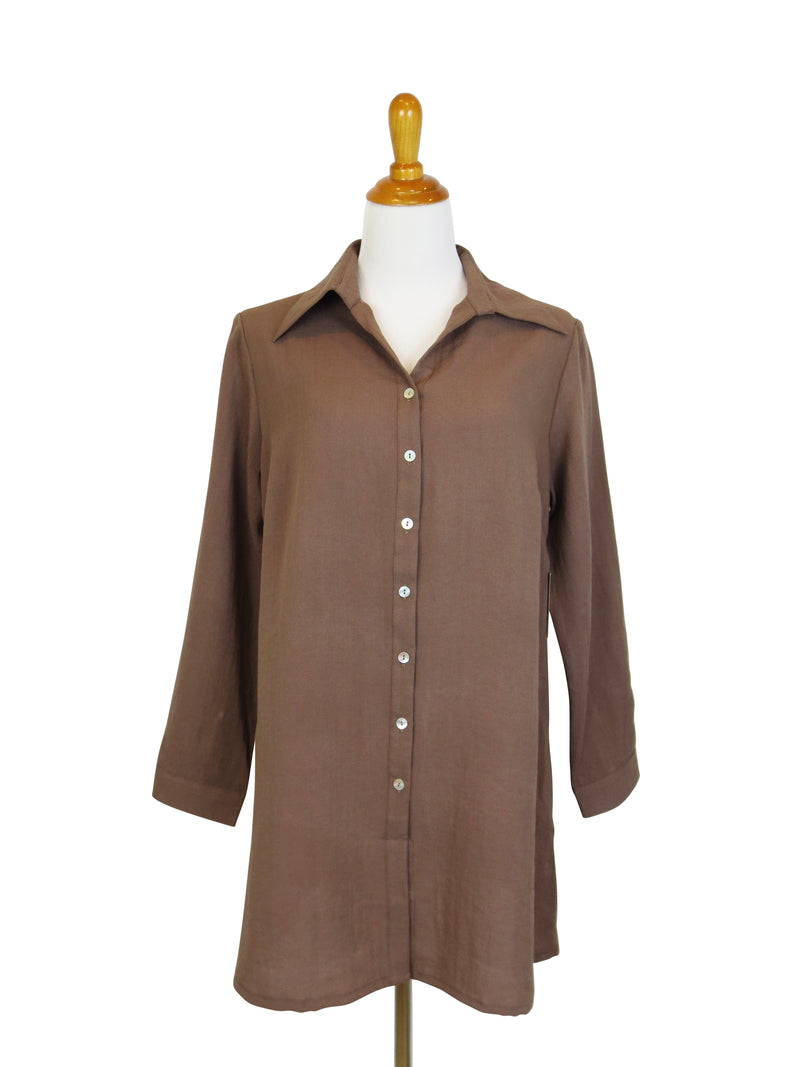 AA142 - Tab-Hem Button Back Linen Shirt