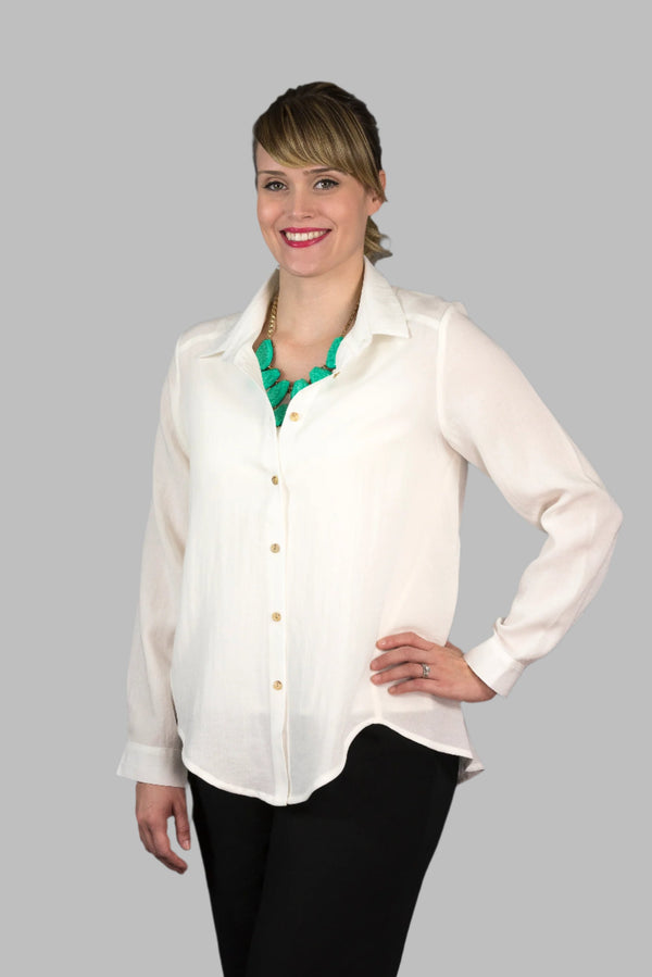 AA175 - Oversize Classic Button Linen Top