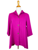 AA183 - Long Coconut Button Swing Jacket