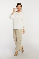 AA216 - Coconut Button Linen Pullover