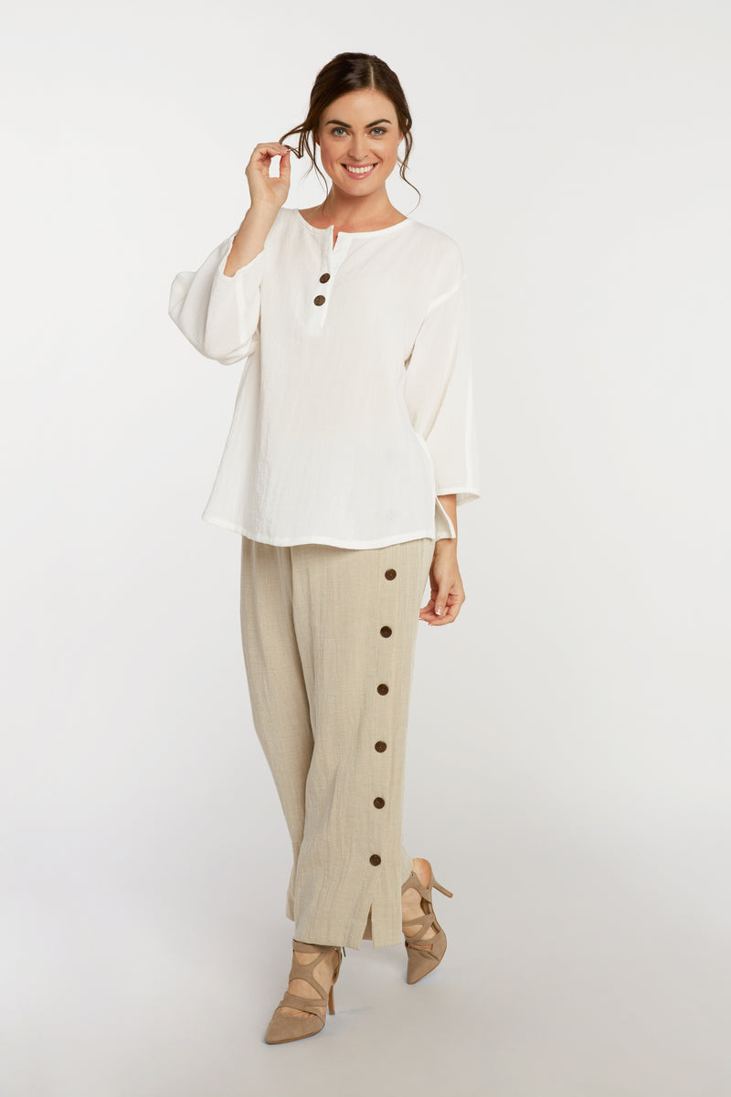 AAPT20 - Coconut Button Ankle Linen Pant