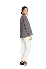 AA237 - Ruched Zip Linen Jacket