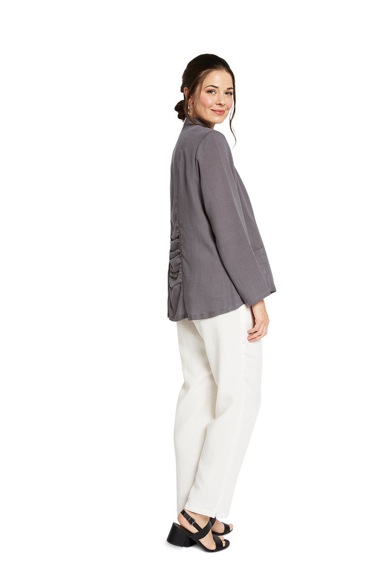 AA237 - Ruched Zip Linen Jacket