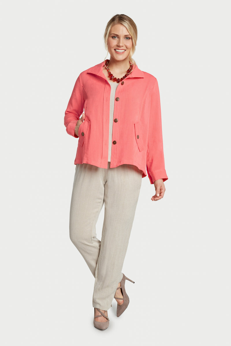 AA242 - Florence False-Flap Pocket Linen Jacket