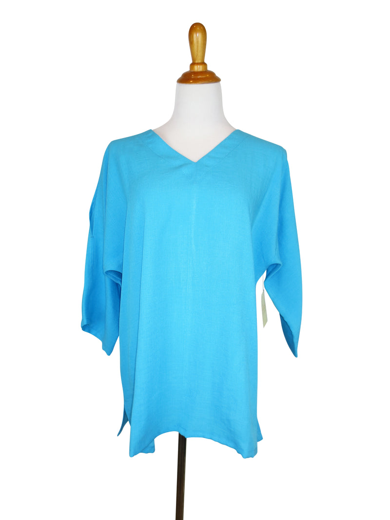 AA254 - Peek-a-Boo Sleeves Linen Pullover