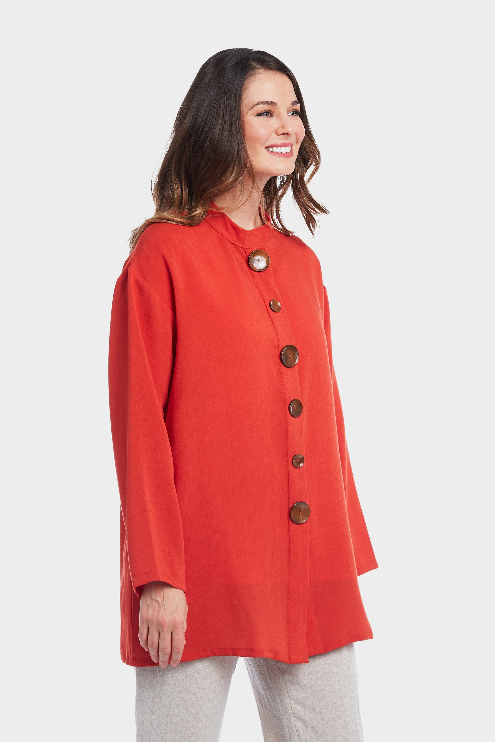 AA288 - Celine Big Button Linen Blouse – Fridaze - Linen Redefined