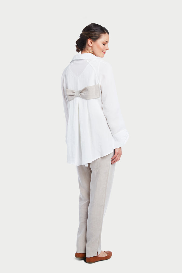 AA293 - White Blouse w/ Bow Back