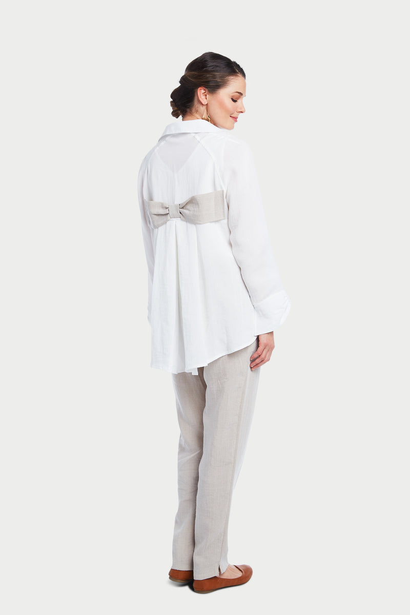 AA293 - White Blouse w/ Bow Back