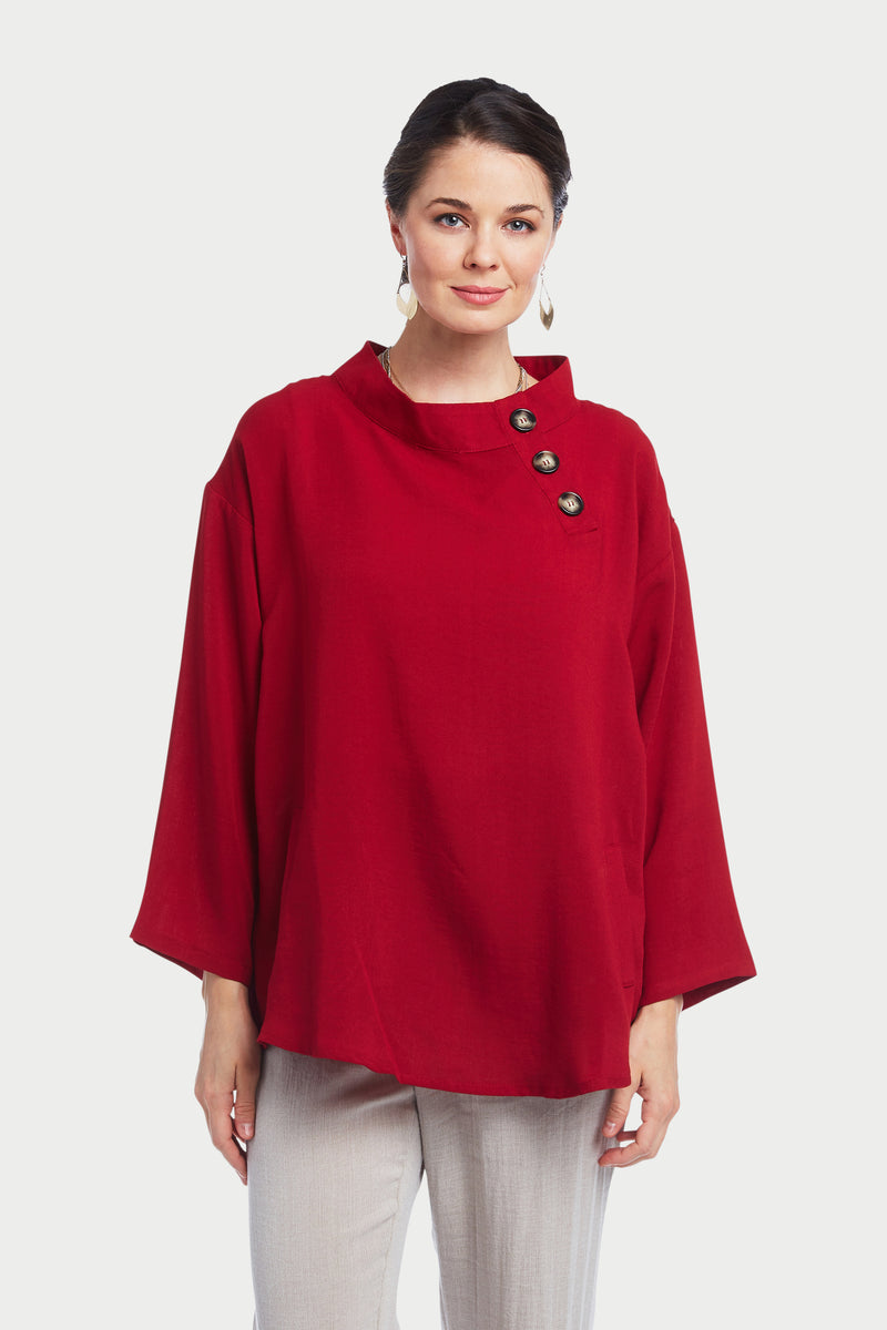 AA294 - Mallory 3-Button Linen Pullover