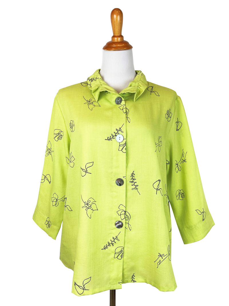 AA311 - Flora Linen Jacket w/ Wire Collar