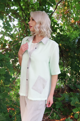 AA367PT - Claire Linen Blouse with Pebble Trim