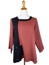AA370BT - Alyssa Linen Pullover Top with Black Trim