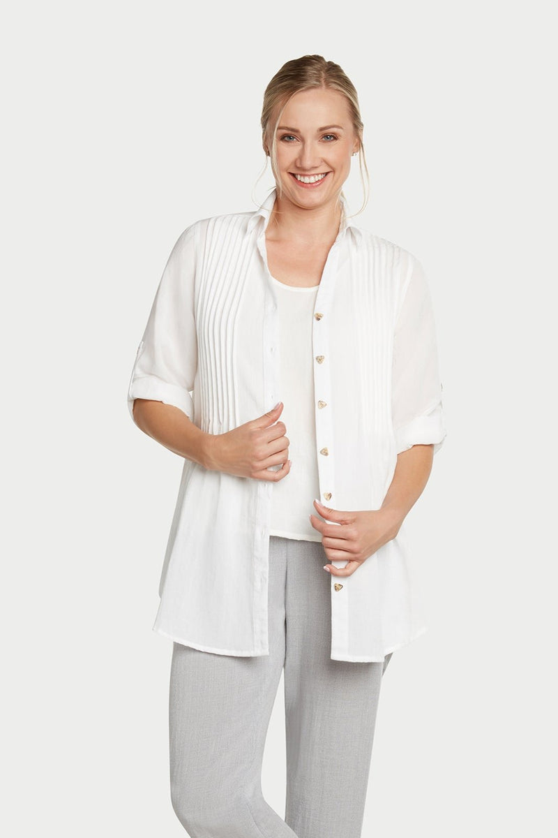 AA68 - Pleated Front Linen Tunic